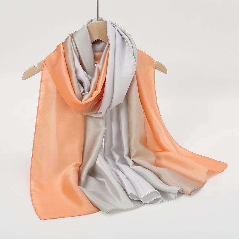 Spring and summer new gauze women's fashion gradual change long shawl, fashion trend sunscreen silk scarf thickened scarf