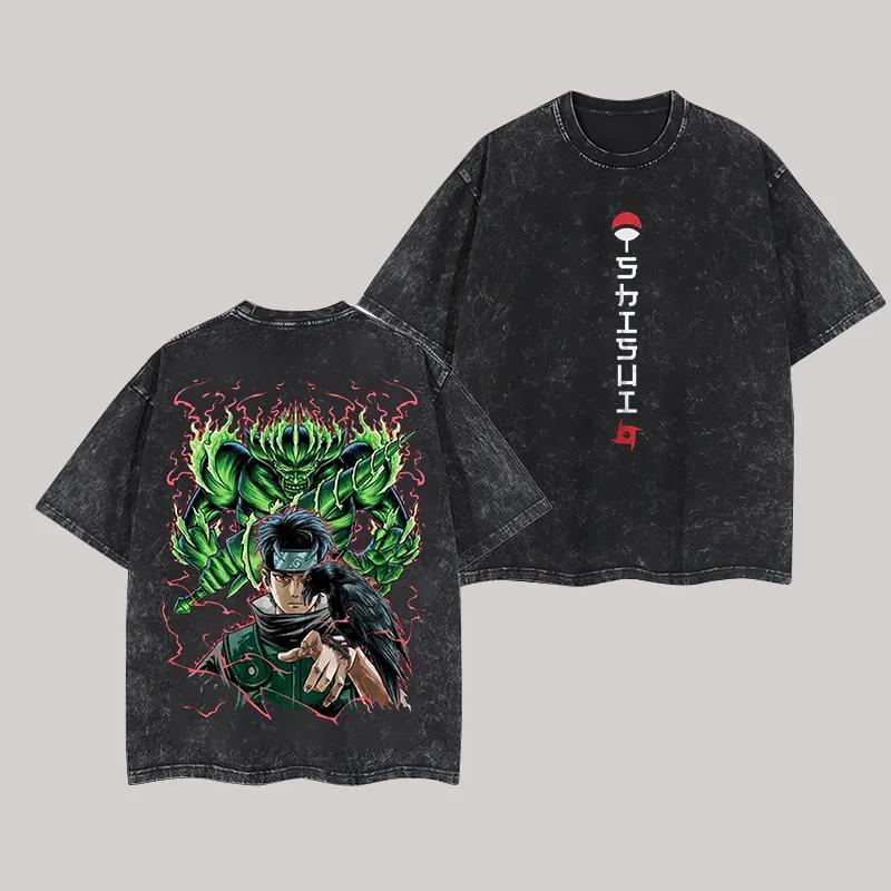 

Minato Namikaze T-shirt Naruto Shippuden Tee Vintage Washed Oversized Retro Anime Harajuku Streetwear Manga Mens Graphic Tshirt M