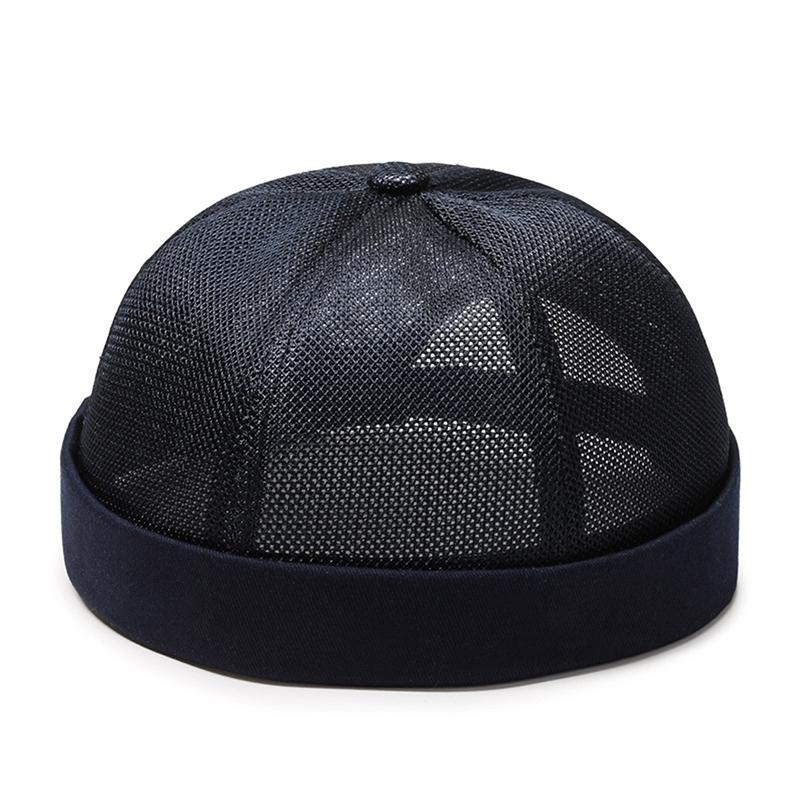 Breathable Mesh Unisex Melon Cap Solid Color Summer Brimless Hat Hip Hop Skullcap Street Style Beanies Hats Fashion Headwear