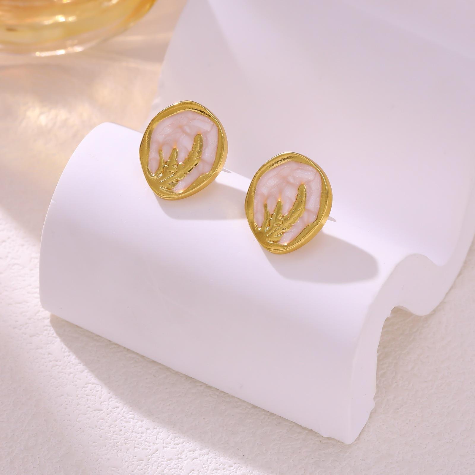 Vintage Enamel Butterfly Stud Earrings Ladies Women Ear Jewelry Vintage Enamel Geometric Oval Stud Earrings