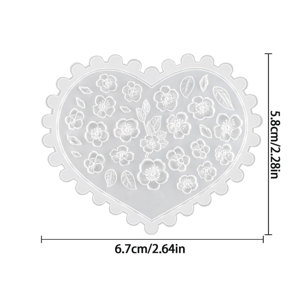 Herzförmige Silikonformen für 3D Gel Nail Art Kirschblüten-Design Wiederverwendbare DIY Nagel-Charms Zubehör