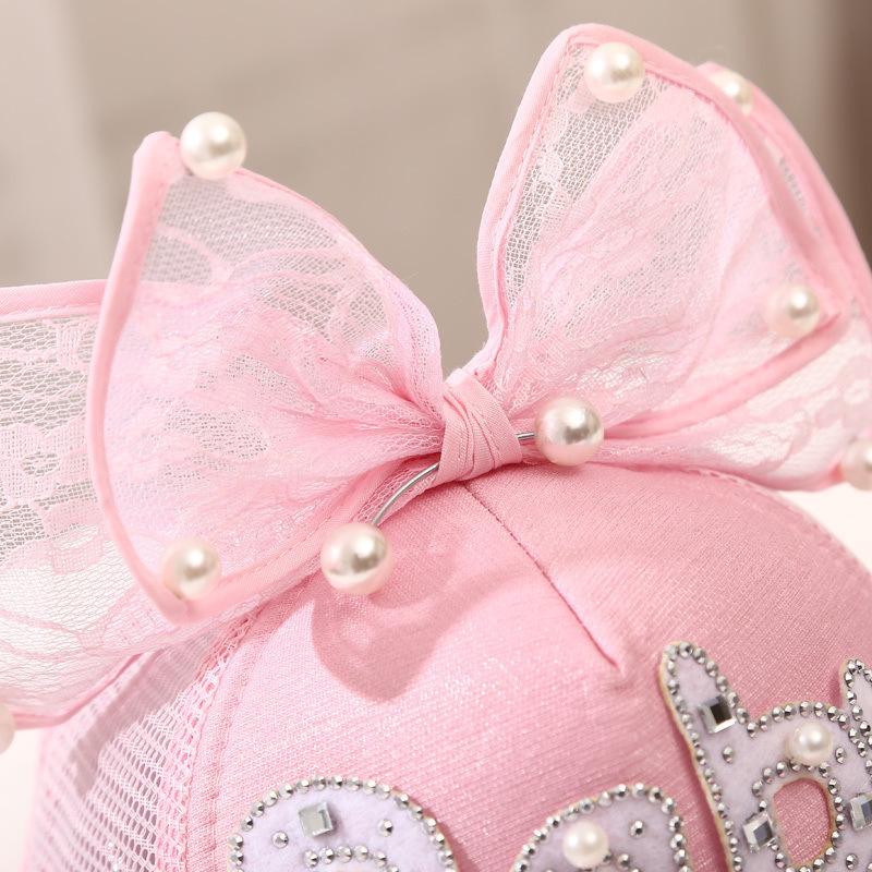 Cappello estivo traspirante in rete per bambini con visiera a becco d'anatra e protezione solare da principessa