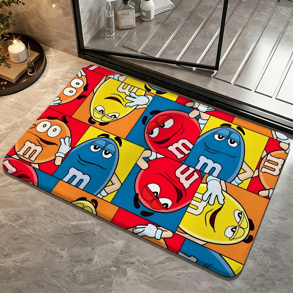 Brand-M&M'sS Floor Mat Soft Non-Slip Bath Mat, Bedside Carpet, Absorbent Doormat for Home