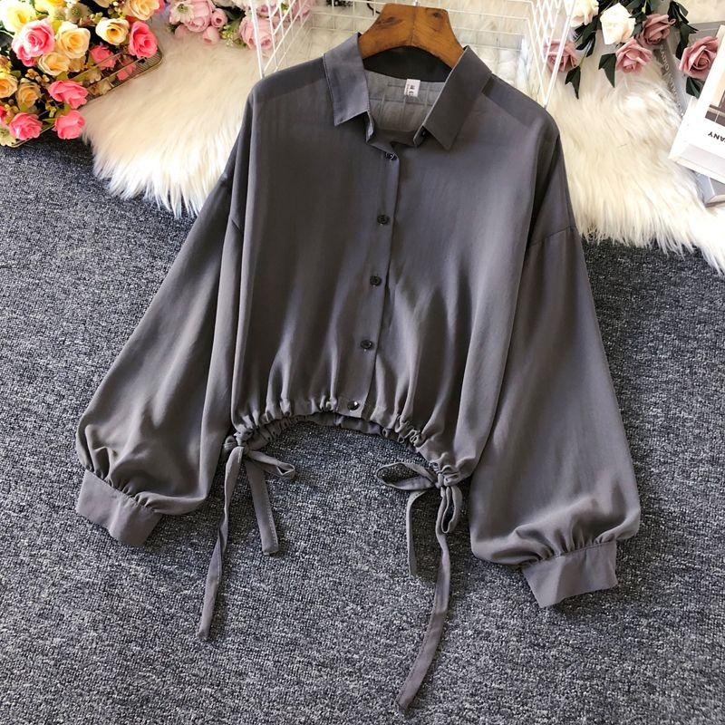 

White Shirt Women s Summer Temperament Wild Thin Super Fairy Dress Sun Protection Shirt Fancy Niche Style Chic Chiffon Tops Dark gray S