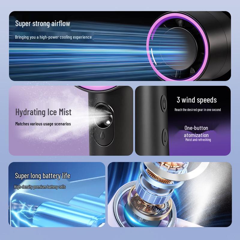 Portable High-Speed USB Rechargeable Handheld Fan with Humidifier