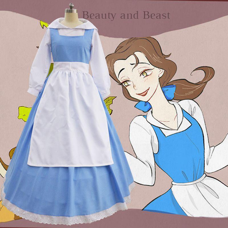 Elegant Beauty And The Beast Belle Blue Maid Dress With Exquisite Workmanship For Halloween