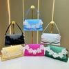 Floral Handbag, Fashionable Crossbody Bag, Pearl Clutch Bag, Simple Banquet and Dinner Bag