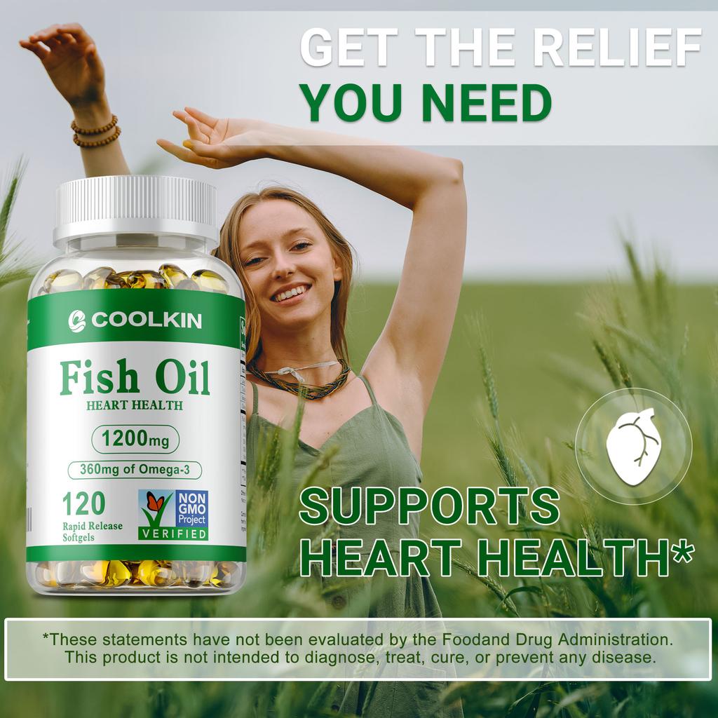 Premium deep-sea fish oil Omega-3 capsules, scientifically formulated with EPA and DHA, support heart and joint health.
