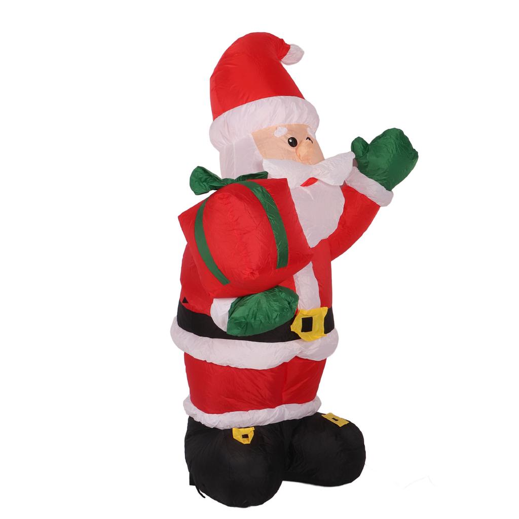 Nadmuchiwana dekoracja świąteczna 4 stopy poliestrowe włókno dmuchane Święty Mikołaj trzymający prezent na Boże Narodzenie