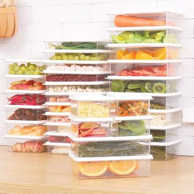 4pc/set Kitchen Household Refrigerator Storage Box Transparent Food Grade Fruit and Vegetable Fresh-keeping Plastic Sealed Boxs