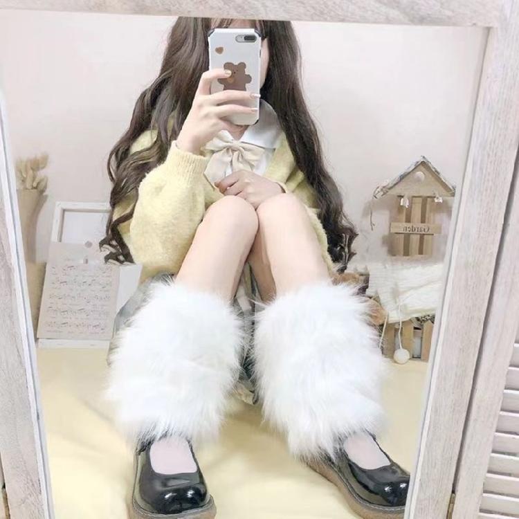 Faux Furs Leg Warmer,Y2K Warm Cozy Fuzzy Leg Warmer Boot Cuffs Cover for Womens