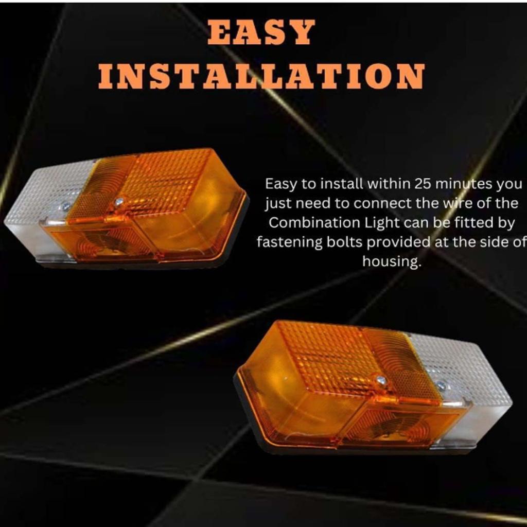 APSMOTIV Front Indicator Lights Flat Base with 12v Bulbs Suitable for Bomag | DAF | Schmitz Cargobull | Renault | Ahlmann |