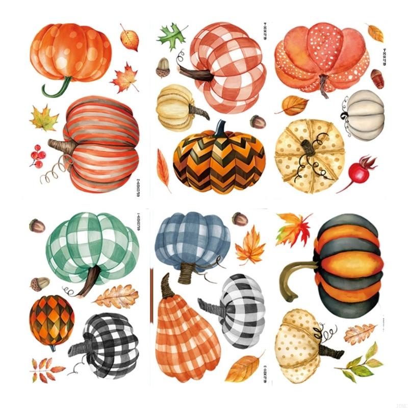 Adhesive Leaf Window 6PCS Removable Fall Season Home J0MC