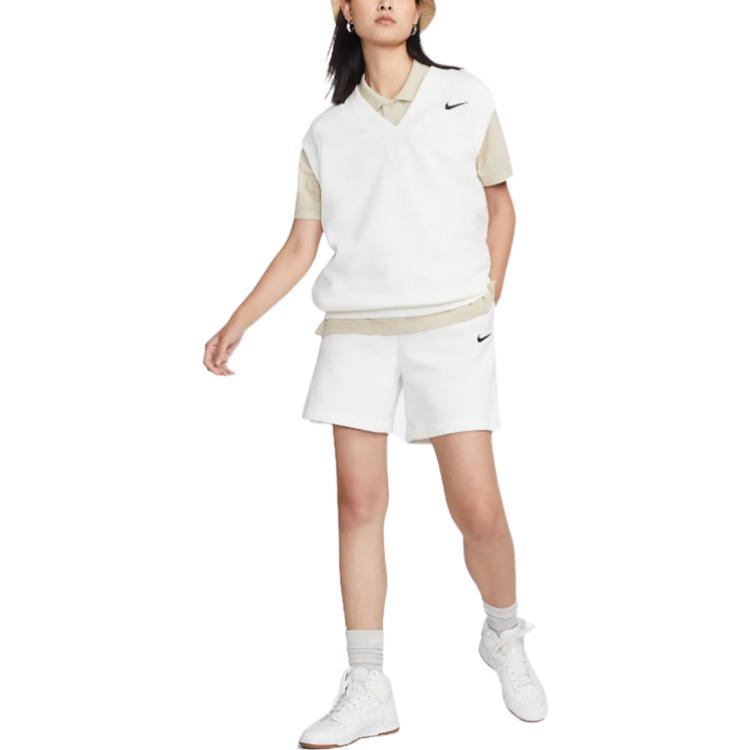 Nike Einfaches Logo V-Ausschnitt Locker Lässig Tanktop Damen Oberteile Weiß DQ6760-133