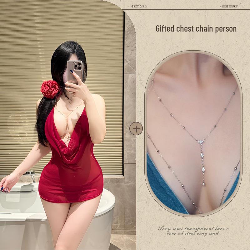 Tempting Sheer Desire Lingerie Set: Flirty Quick-Release Sleepwear