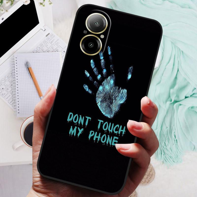 Für Realme C67 4G Hülle RMX3890 Beliebte Blumengemalte Abdeckung Silikon Handyhülle Für Realme C67 C 67 RealmeC67 4G Weiche Taschen Schwarz