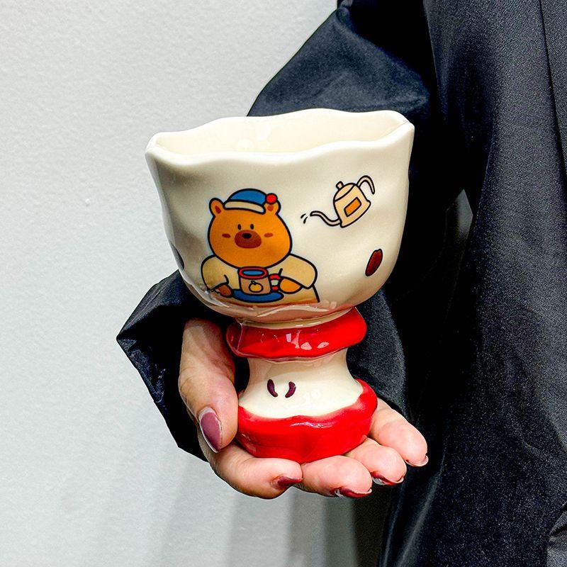 

High Looking Ceramic Mug High Footed Couple Tea Cup, Girls Water Cup, Cute Coffee Cups,Christmas Birthday Gift Kitchen Utensils 201-300ml