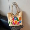 Letter large-capacity canvas bag women's new portable shoulder commuter bag class tote bag