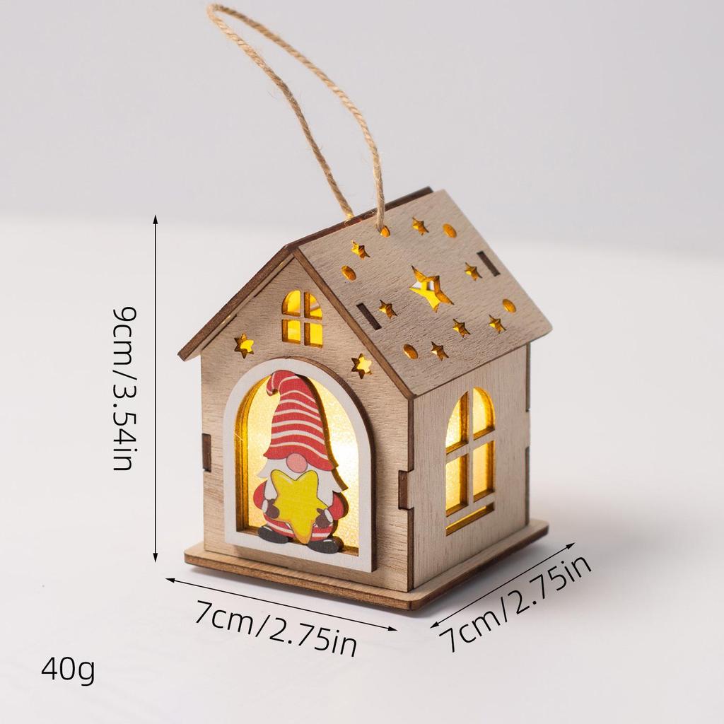 Christmas Luminous Wooden Cabin Ornament - Small House Tree Decoration