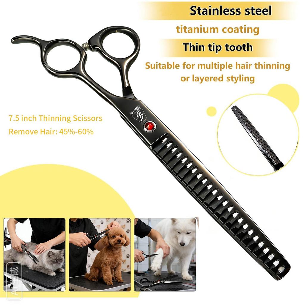 SANGELAR Conjunto de tesouras para animais de estimação, 8 polegadas, profissional, para animais de estimação, casa, cachorro grande, tesoura de lã, tesoura grande para animais de estimação, conjunto de ferramentas
