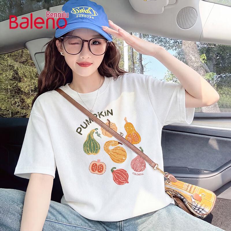 Baleno Women s Loose Fit Pure Cotton Short Sleeve T-Shirt M