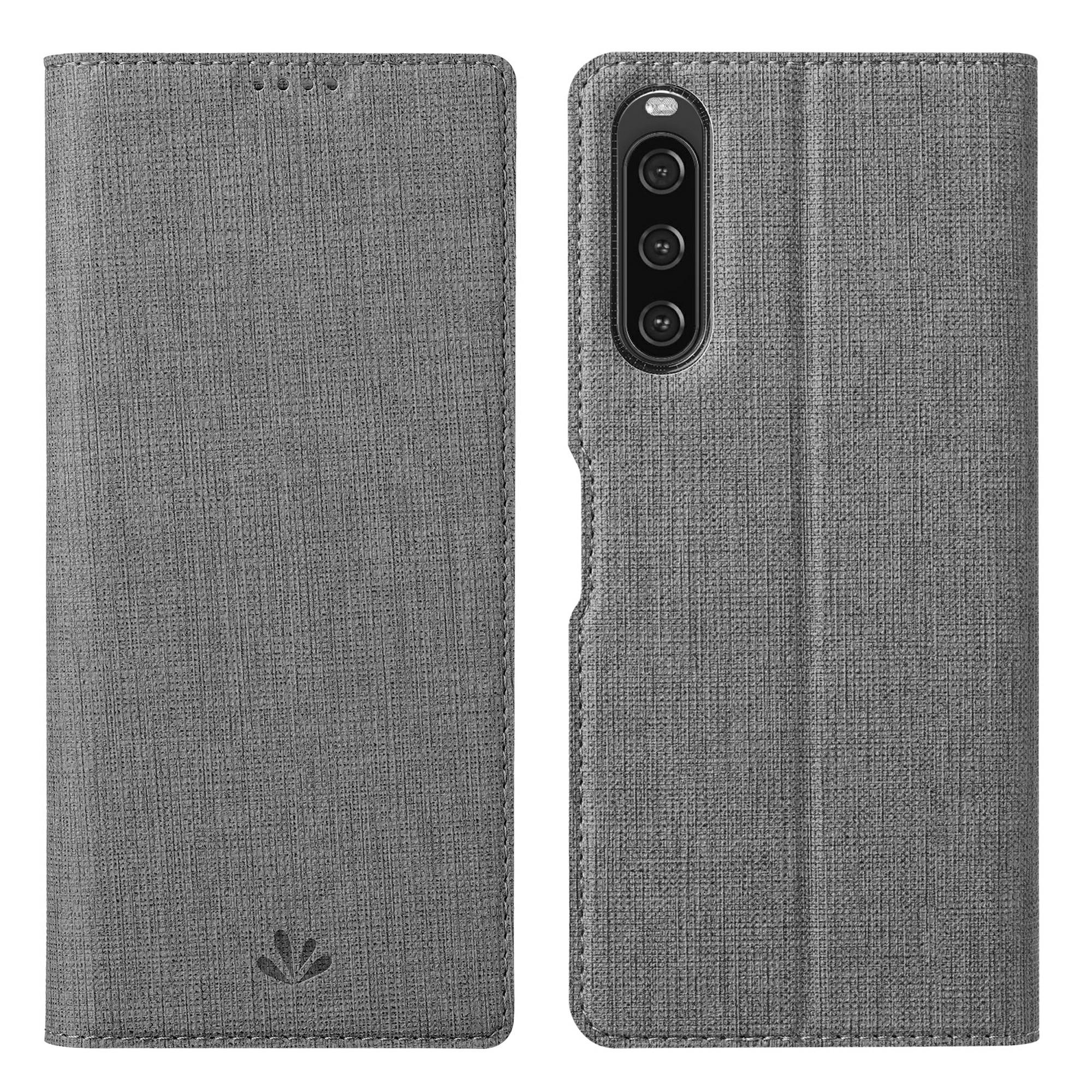 

Серия VILI DMX для Sony Xperia 10 V Чехол-книжка с отделением для карт для мобильного телефона из ПУ кожи с подставкой Grey