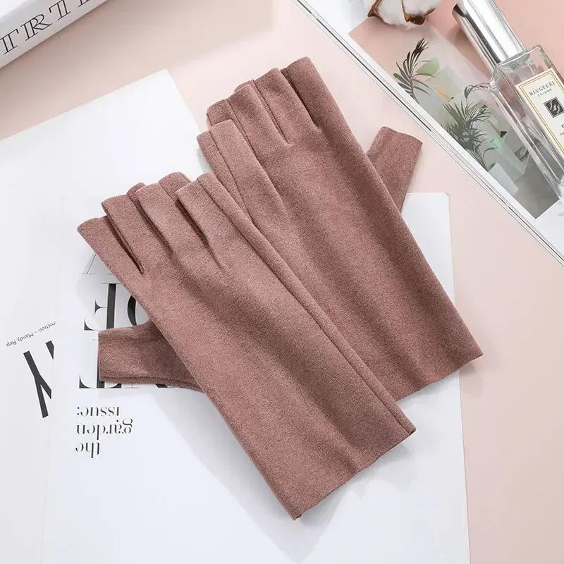 

New Thin Style Non - Slip Driving Semi - Finger Short Mittens Solid Color Fingerless Gloves Sunscreen Gloves Half Finger Gloves
