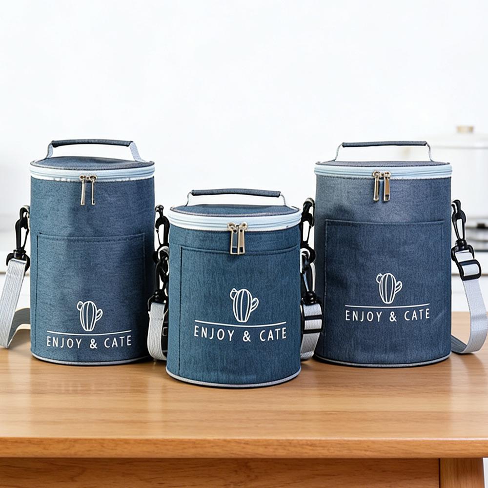 

Insulated Round Lunch Bag with Large Capacity for School & Office Small темно-синий
