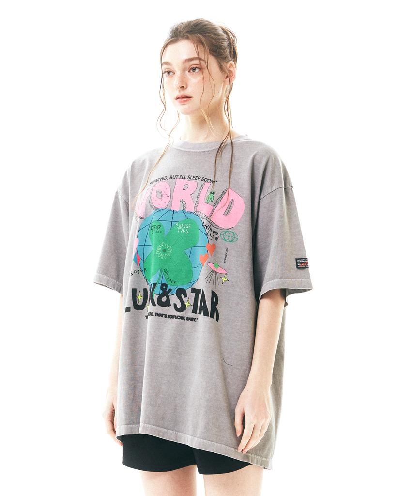 Soipeuyukaen Oversized Loose Fit Pigment Print T-Shirt