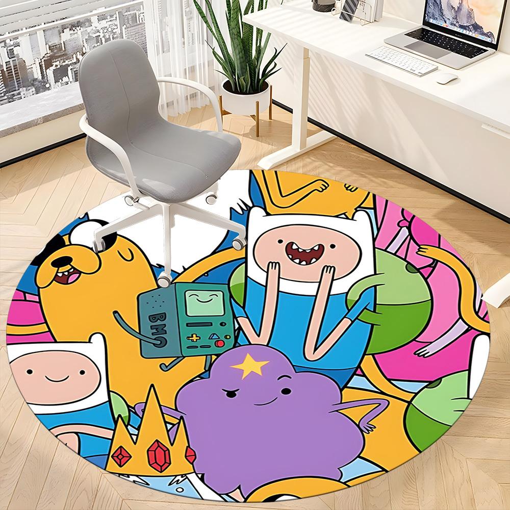 1pc Adventure Time Chair Carpet for Office Non-Slip, Soft & Comfortable, Carpet for Office, Gaming, Lightweight Round Floor Mat Yy251021009