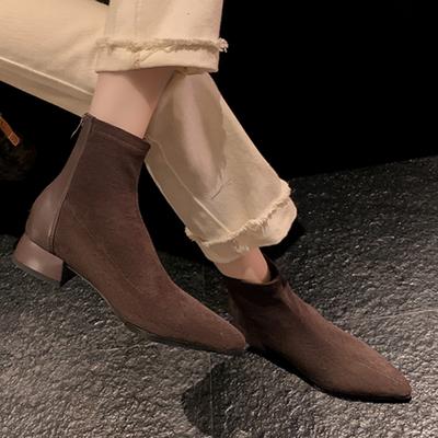 Elegant Short Boots Autumn Winter Shoes Women's Ankle Boot Suede Black Brown Low Heeled Party Dance Shoes Ladies Comfortable