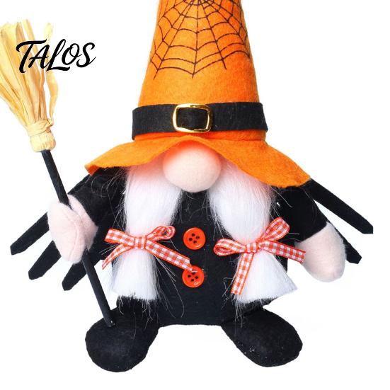 Binnen vensterbank decoraties Halloween Kabouter Decoratie, Spookachtige Oranje Zwart Spinnenweb Boo Zweedse Tomte Heks Bezem Accentjes Elf Beeldje,