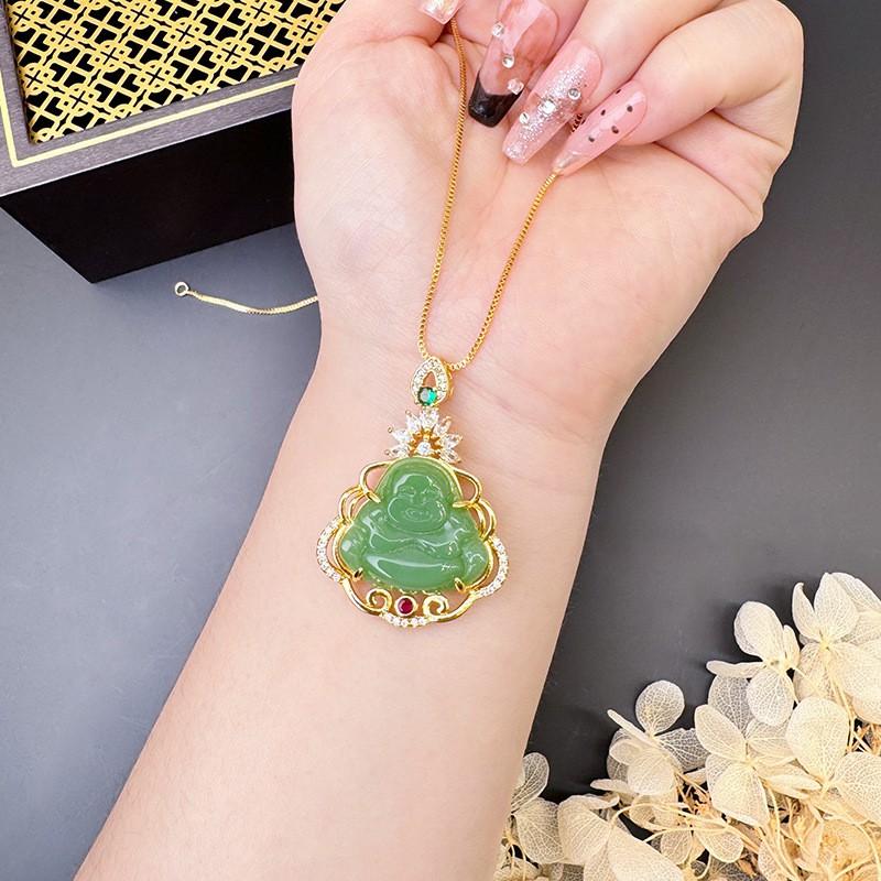 Gold Plated Buddha Pendant Necklace Women Minimalist Elegant Ethnic Style Charm Jewelry
