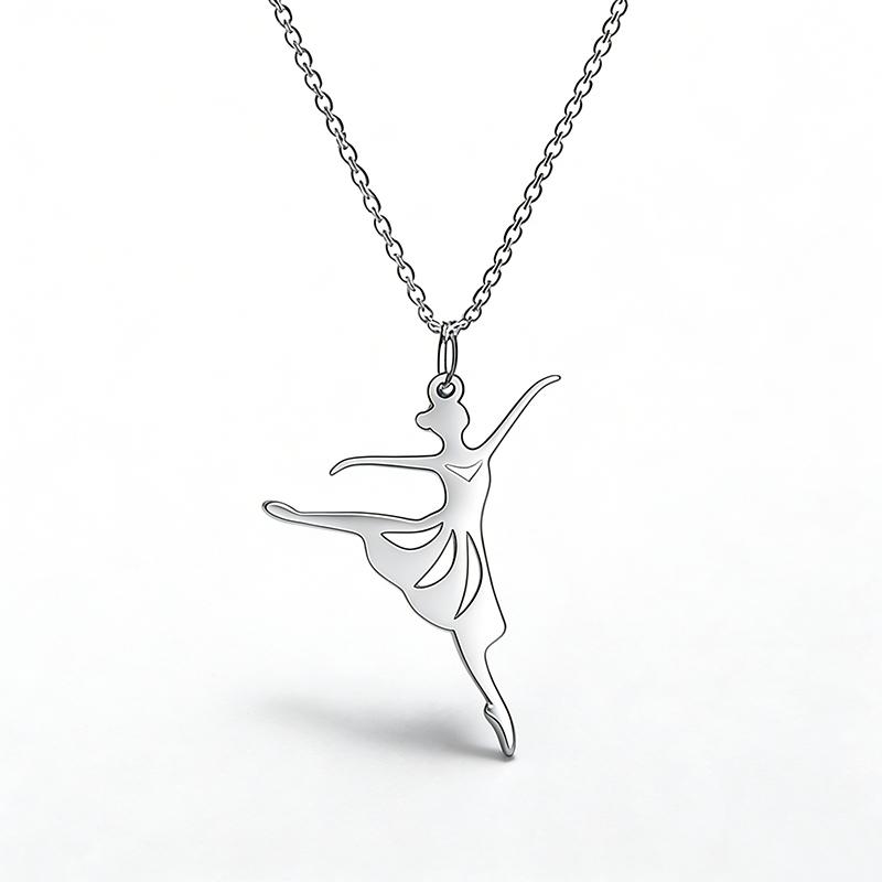 Elegant Ballet Dancer Pendant Necklace Stainless Steel Ballerina Necklaces For Women Jewelry Gifts