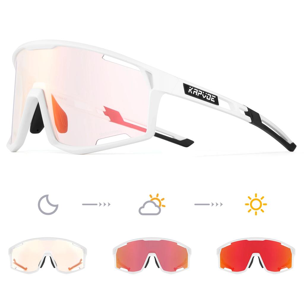 Kapvoe Photochromic Cycling Glasses Sunglasses for Men's Cycle Sun Glasses MTB UV400 Goggles Woman Road Bike Bicycle Eyewear