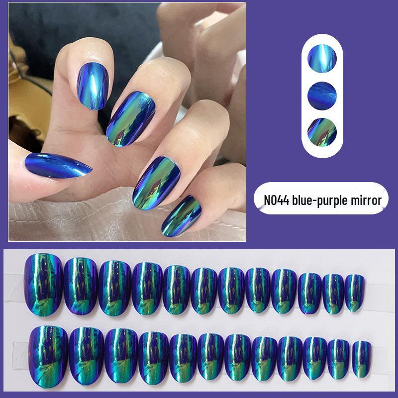 

24-Piece Dazzling Mirror Nail Art Press-On Set N044 Blue-Purple Mirror Finish [Glue Type]
