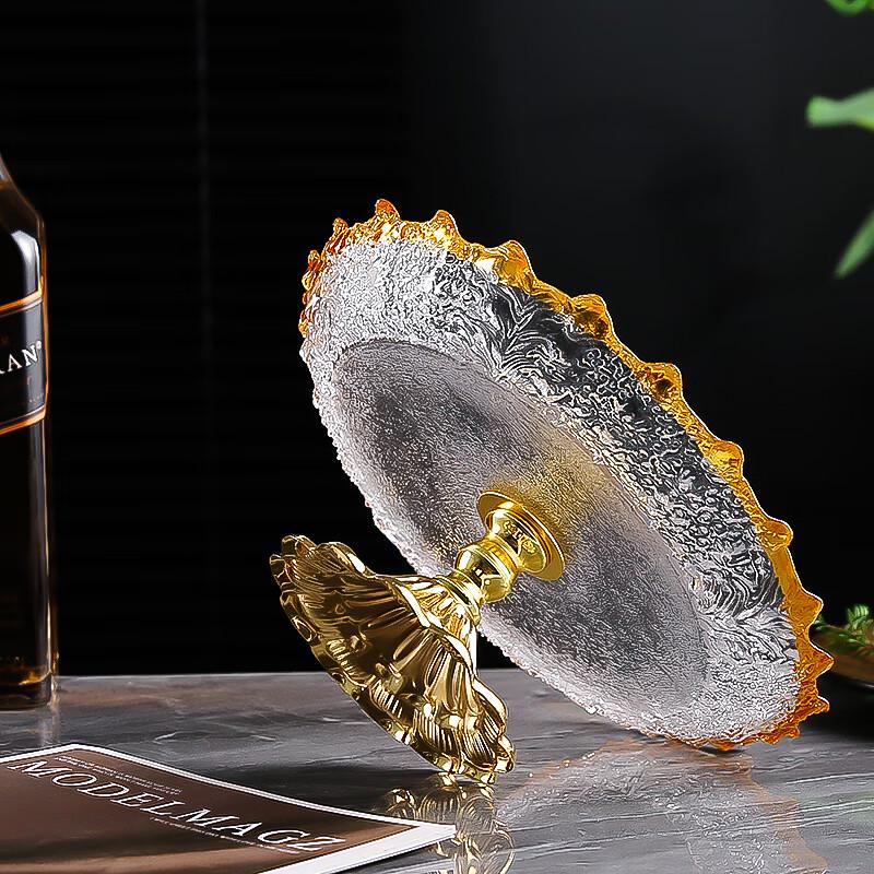 Flavinmci European Light Luxury Gilded Crystal Glass Fruit Plate