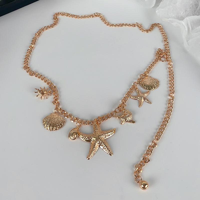 

Luxury Shell Metal Waist Chain Accessories Women S Style Skirt Starfish Chain Waist Chain Decorative Dress Jeans Women S Jewelry золотой