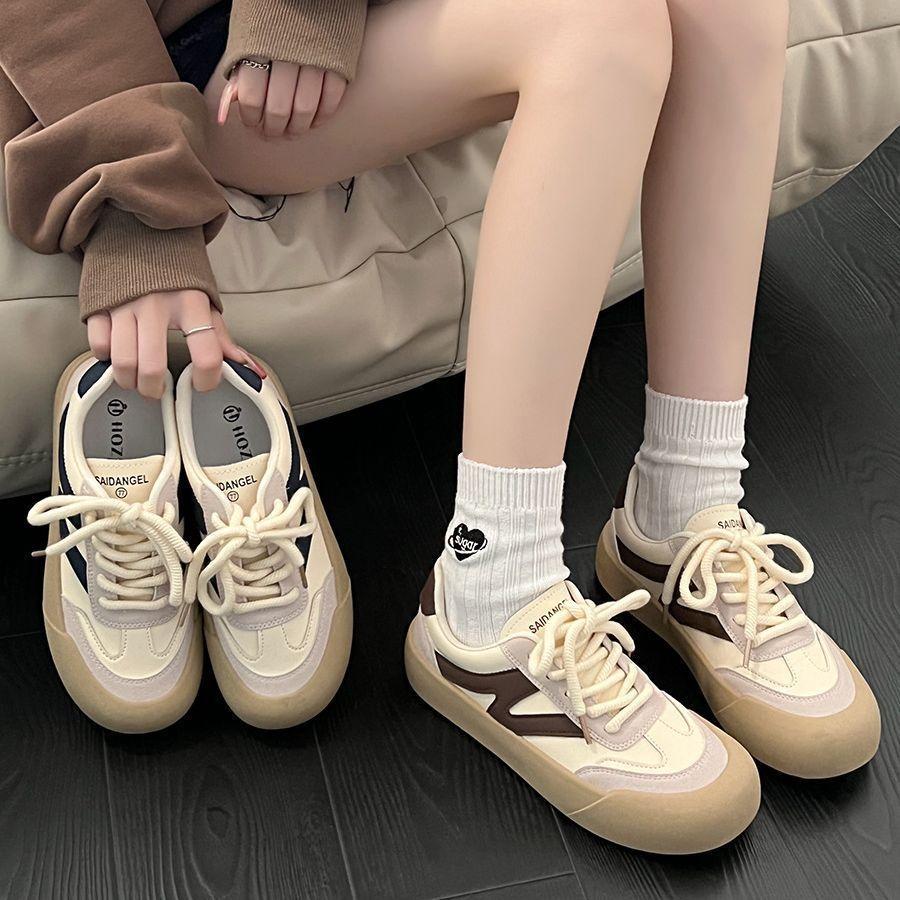 Versatile casual sports board shoes women's 2024 new spring and autumn Internet celebrities increase height Versatile breathable thick-soled bread wh
