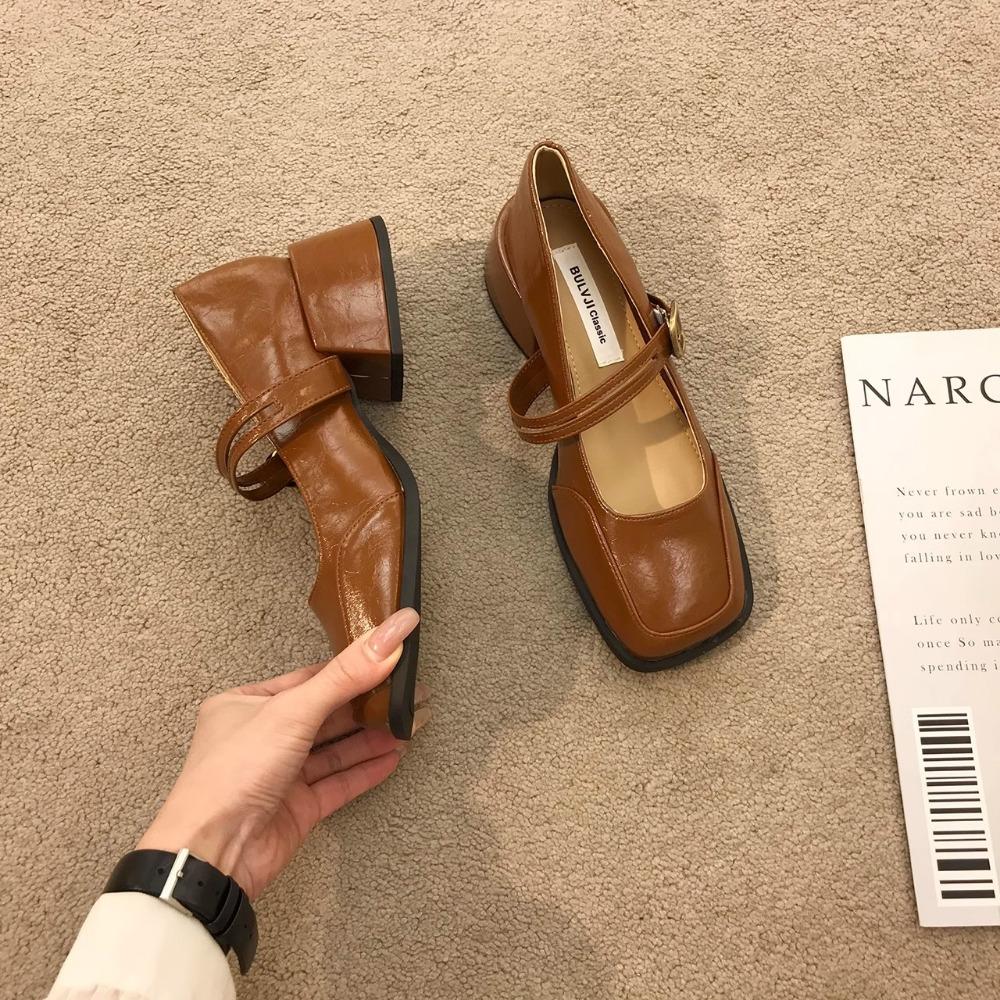 

Туфли-лодочки с круглым носком, женские массивные сандалии 2025, туфли на платформе, сексуальные туфли-лодочки, элегантные удобные туфли-лодочки для женщин 37 коричневый