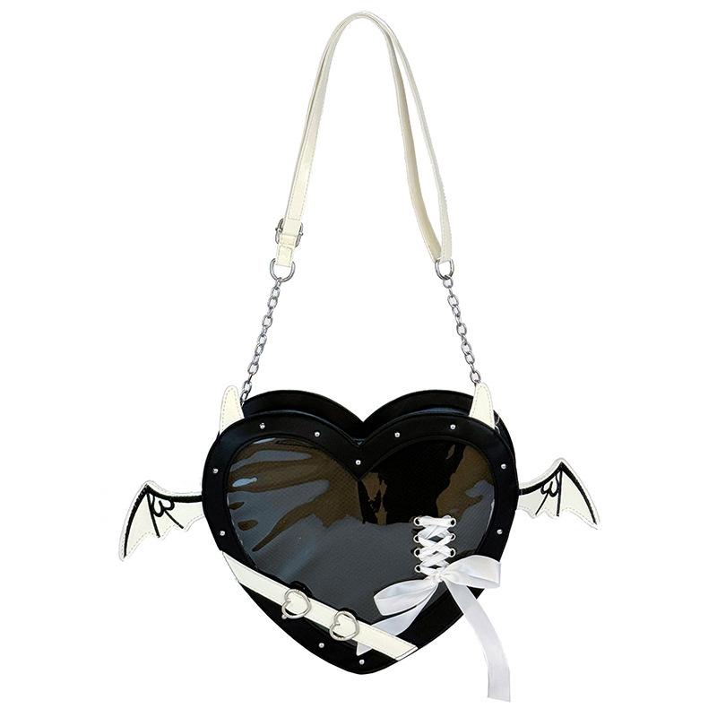 Lovely Little Devil Wings Pain Bag Comic Show Girls Crossbody Shoulder Bag Doll Receive Handbag Women Punk Heart Itabags
