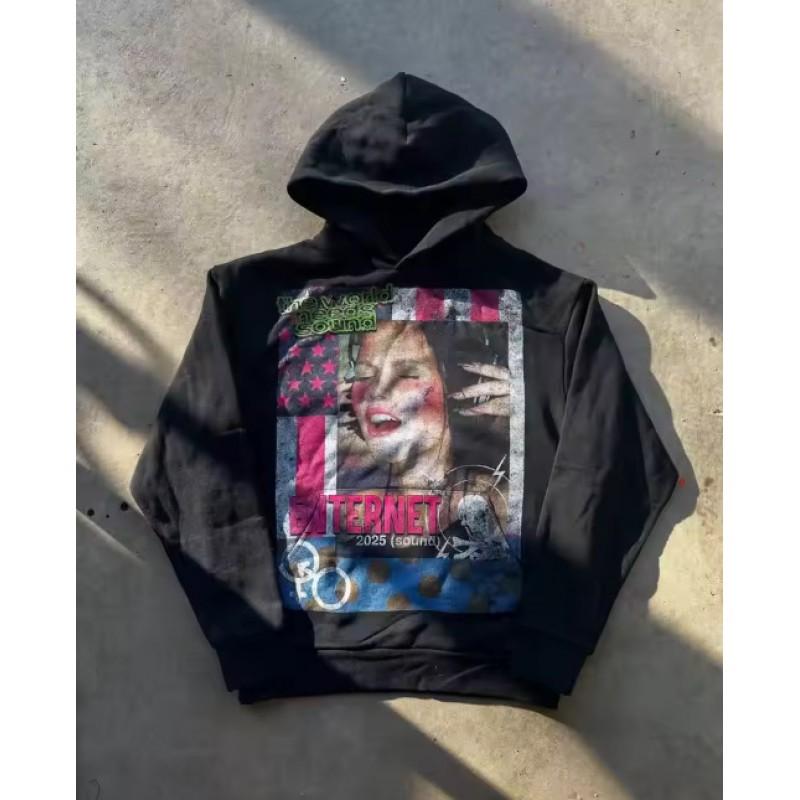 Oversized Hooded Sweatshirt Women - Streetwear Graphic Print Loose Fit Casual Pullover 2025