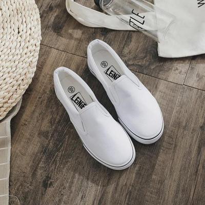 Spring Trend Hand-Painted White Canvas Slip-On Shoes, Unisex Couple Style, Elastic Sneakers