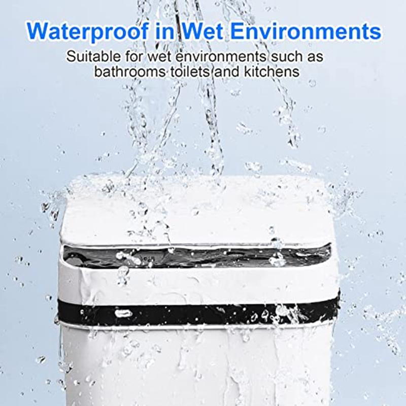 Bathroom Smart Sensor Trash Can 12L Waterproof Induction Waste Bin Electric Touch Wastebasket for Kitchen Bedroom Garbage