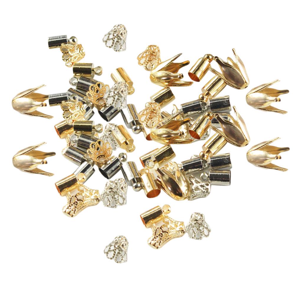 100 Pieces Mixed Shape Handmade Flower Cup Bead Cap End Jewelry Findings