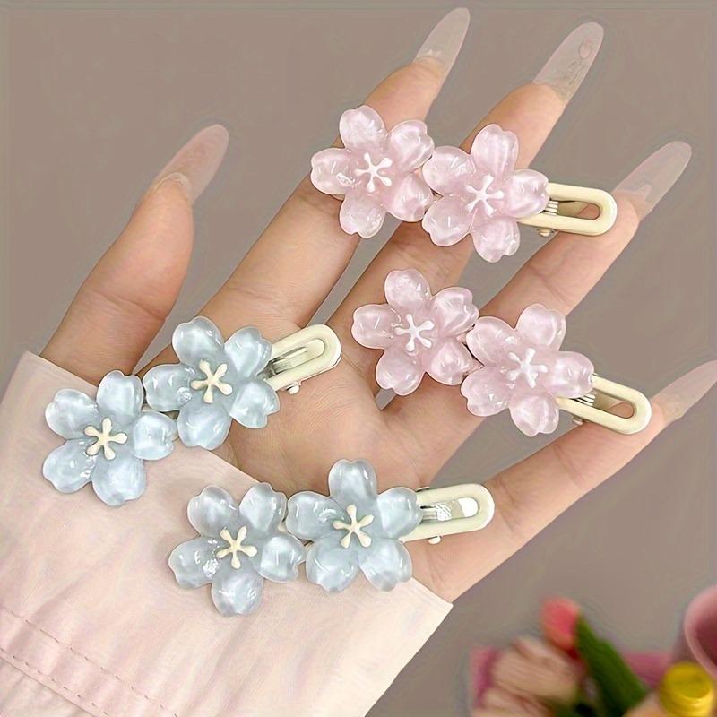 2 little girls transparent cherry blossom hairpin lace clip girl cute flower duck bill clip bangs clip headdress