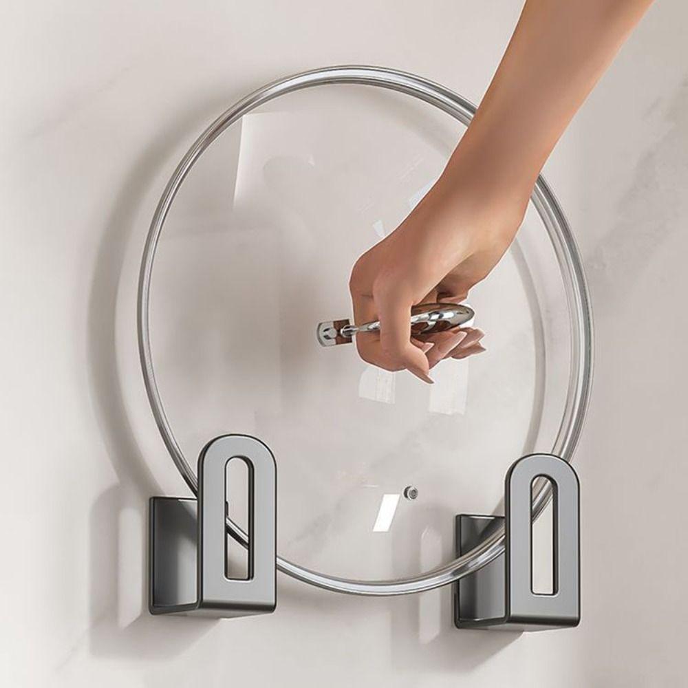 2pc/set Stainless Steel Cutting Board Holder Wall Mounted Lid Rack Holder for Kitchen