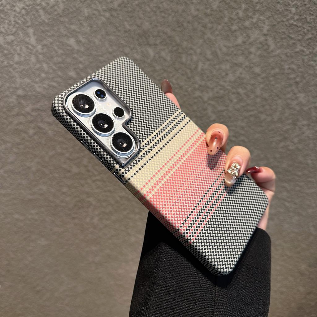 For Samsung Galaxy S26 S25 S24 S23 Ultra Plus Carbon Fiber Texture Case For Magsafe Wireless Charging Alloy Lens PC Points Cover