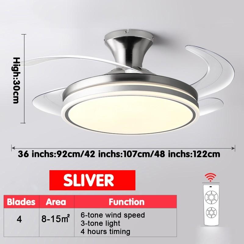 

36 42 48 Электрический потолочный вентилятор с подсветкой Бытовой потолочный вентилятор с двигателем постоянного тока Внутренний светодиодный потолочный вентилятор Лампа 36 INCHS