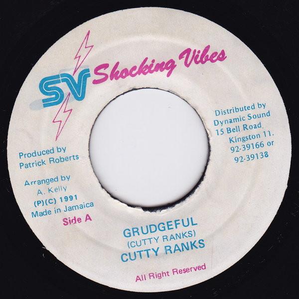 

7inch Record CUTTY RANKS Grudgeful NONE Shocking Vibes 1991 Jamaica Reggae Ska Dub Used